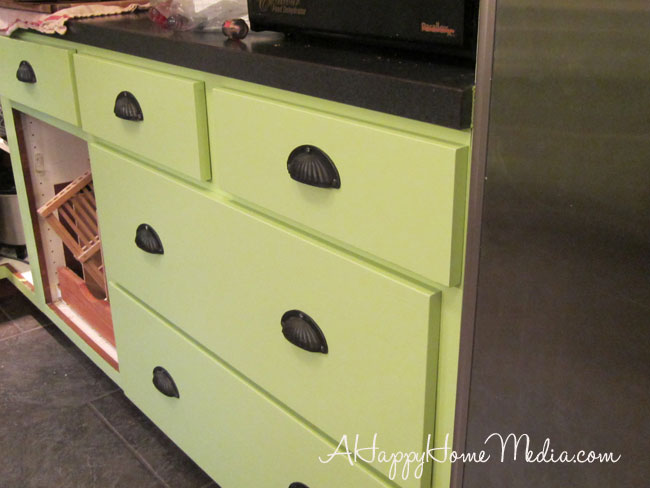 Benjamin Moore daphne green kitchen cabinets